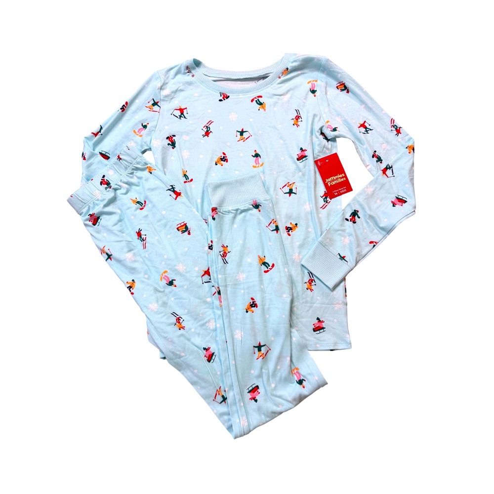 Jammies For Your Families Pajama Set Kids 14 Blue NWT Ski Snowboard EM4E091K New